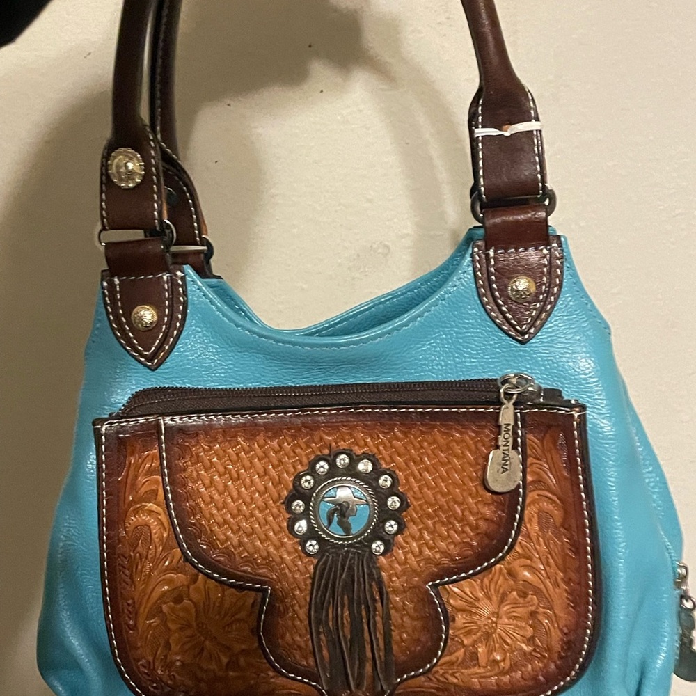 Montana Silversmiths Turquoise and Brown Shoulder Bag